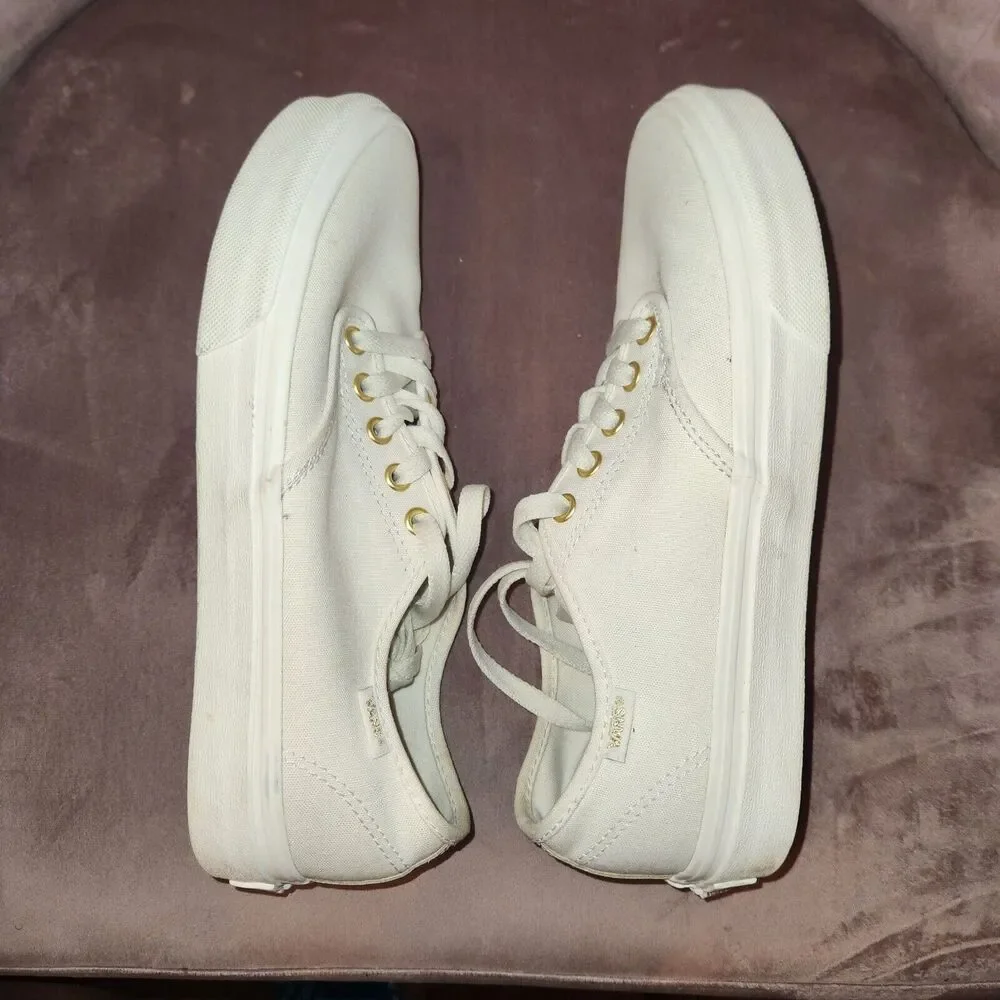 VANS Off the Wall 721356 White Sneakers Womens Size 8 Camden Stripe Metallic - Picture 6 of 8
